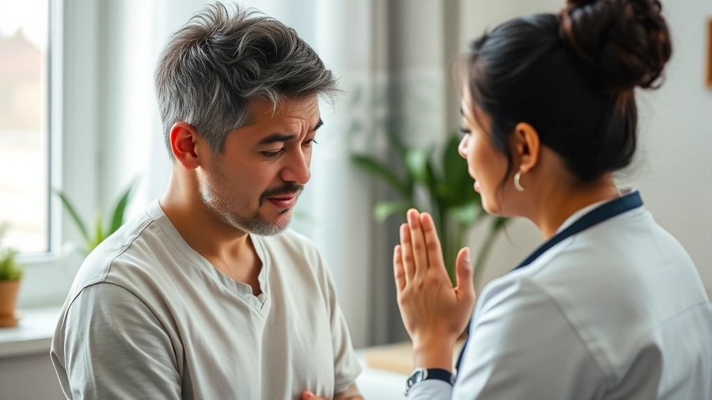 Person in moment of emotional distress with supportive healthcare provider present, compassionate interaction in safe environment