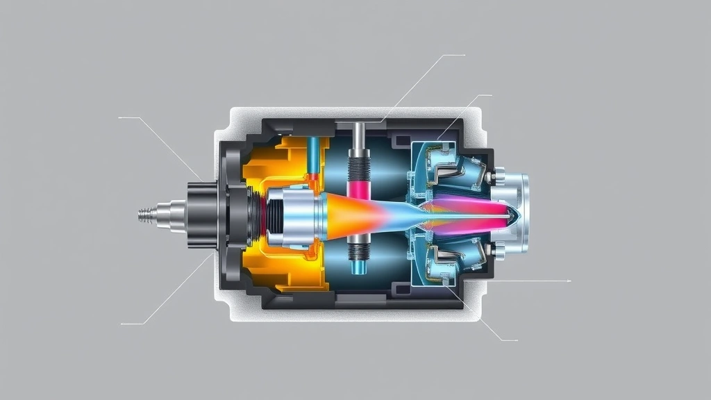 Cross-section view of an optimized combustion chamber showing fuel injection, spark plug positioning, and airflow design patterns in technical illustration style