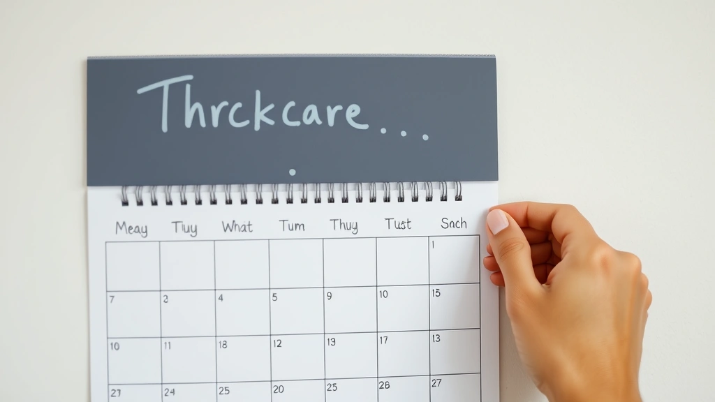 A person placing a checkmark on a wall calendar, celebrating consistency and progress in habit tracking