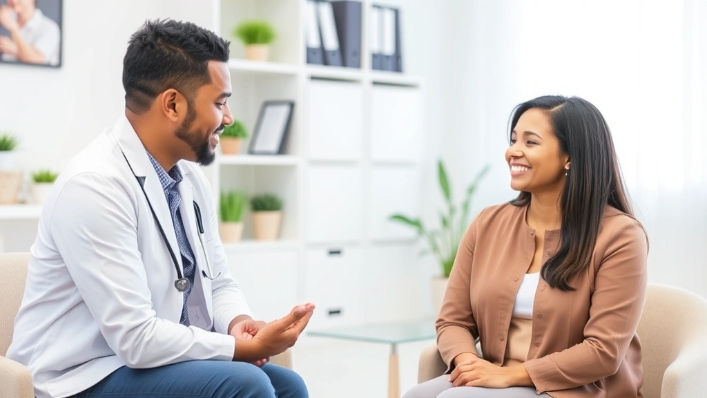 Professional mental health counselor in session with diverse patient showing active listening and compassionate engagement in clinical office setting