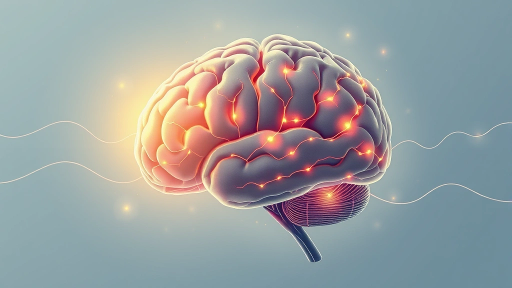 Brain cross-section illustration style showing neural connections lighting up with gentle waves of energy, no text or medical labels, artistic and conceptual rather than anatomically precise