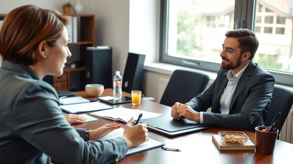 Professional at organized workspace with water bottle and healthy snacks, notepad with planning visible, working with evident concentration and engagement, natural window light, calm composed posture and expression, no visible technology or distracting elements