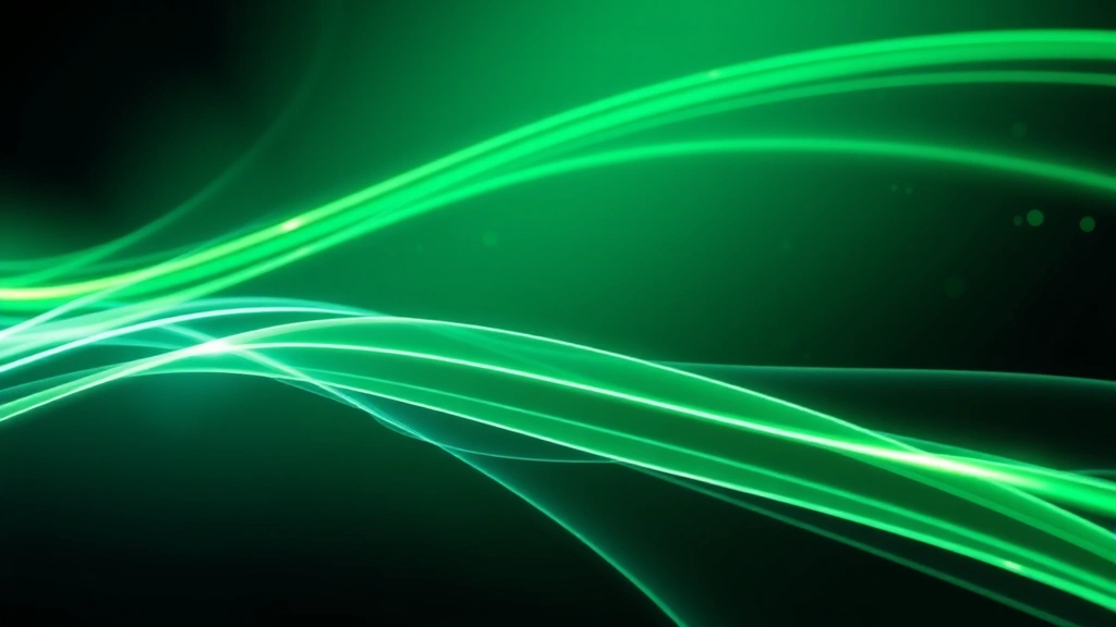 Abstract visualization of energy efficiency concept: flowing light paths, green and blue color palette suggesting sustainability and technology, photorealistic modern aesthetic, no text or symbols