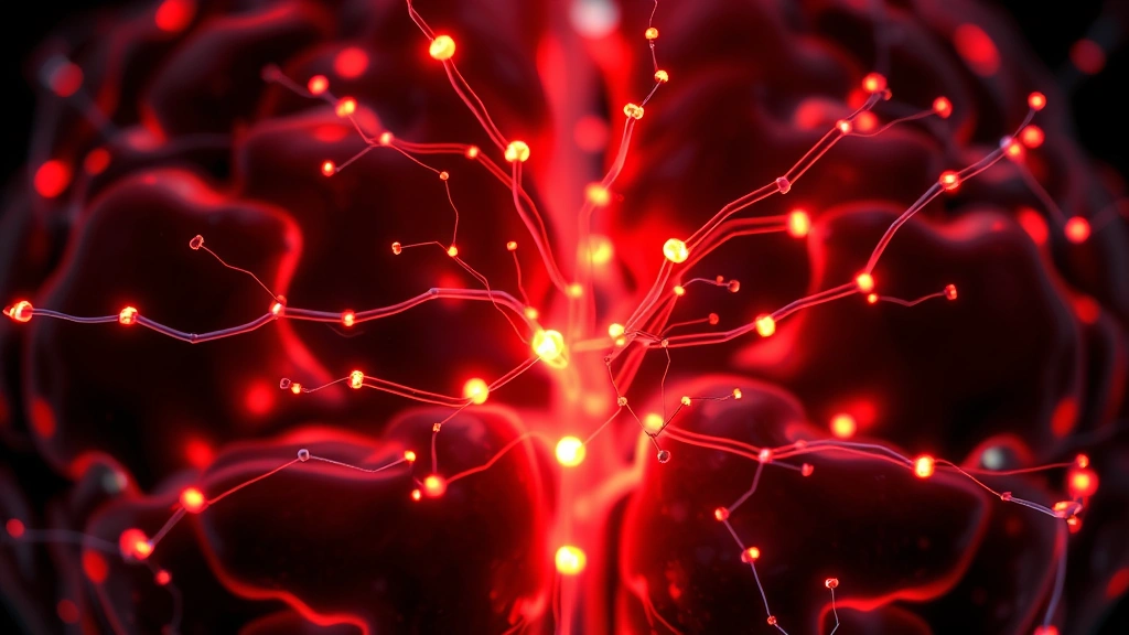 Close-up of brain neural pathways with glowing connections representing attention networks, scientific visualization of cognitive enhancement and neuroplasticity, abstract yet photorealistic style