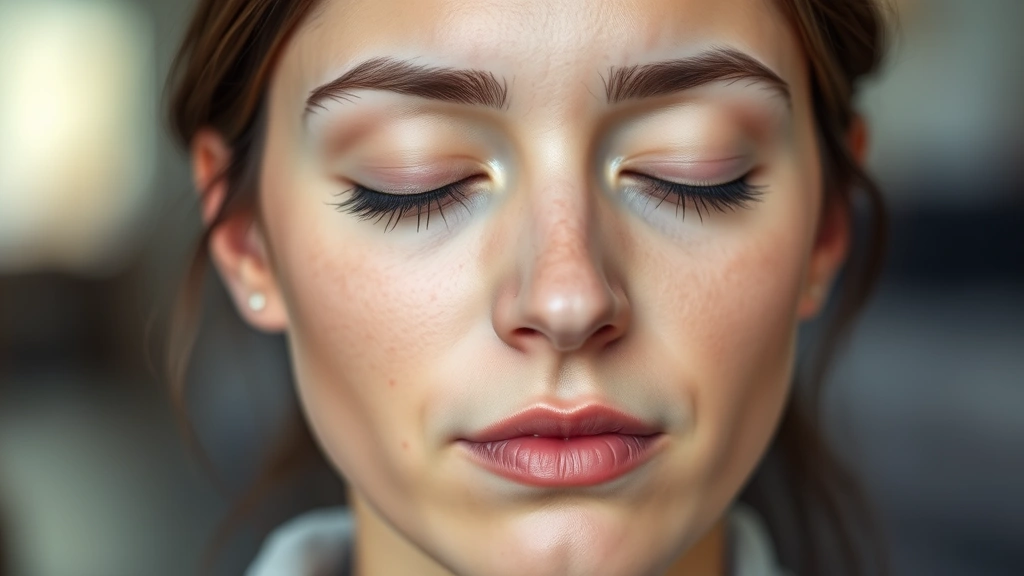 Close-up of someone's face showing serene concentration during meditation, soft natural lighting, blurred background, no visible text or time elements