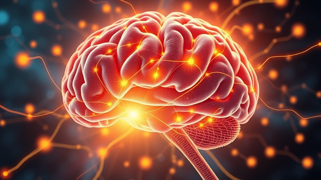 A brain illustrated as interconnected neural pathways with warm golden light flowing through synapses, representing cognitive clarity and heightened focus, abstract neuroscience visualization, no text overlays