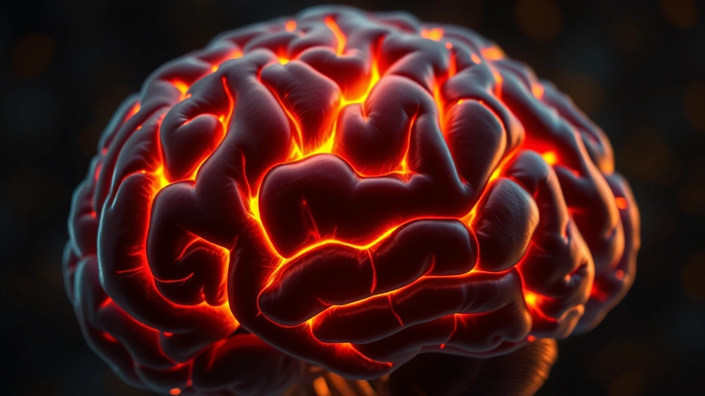 Close-up of human brain with highlighted prefrontal cortex region glowing in warm light, neural connections visible, scientific yet artistic rendering, emphasizing concentration centers