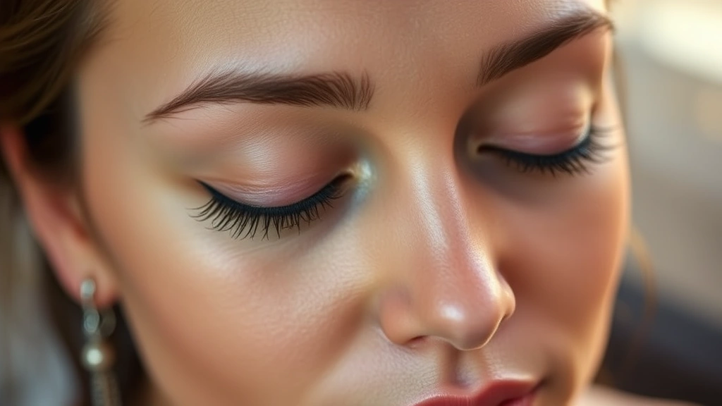 Close-up of calm face during meditation practice, eyes gently closed, slight peaceful expression, warm natural lighting, shallow depth of field, showing facial relaxation and mental tranquility