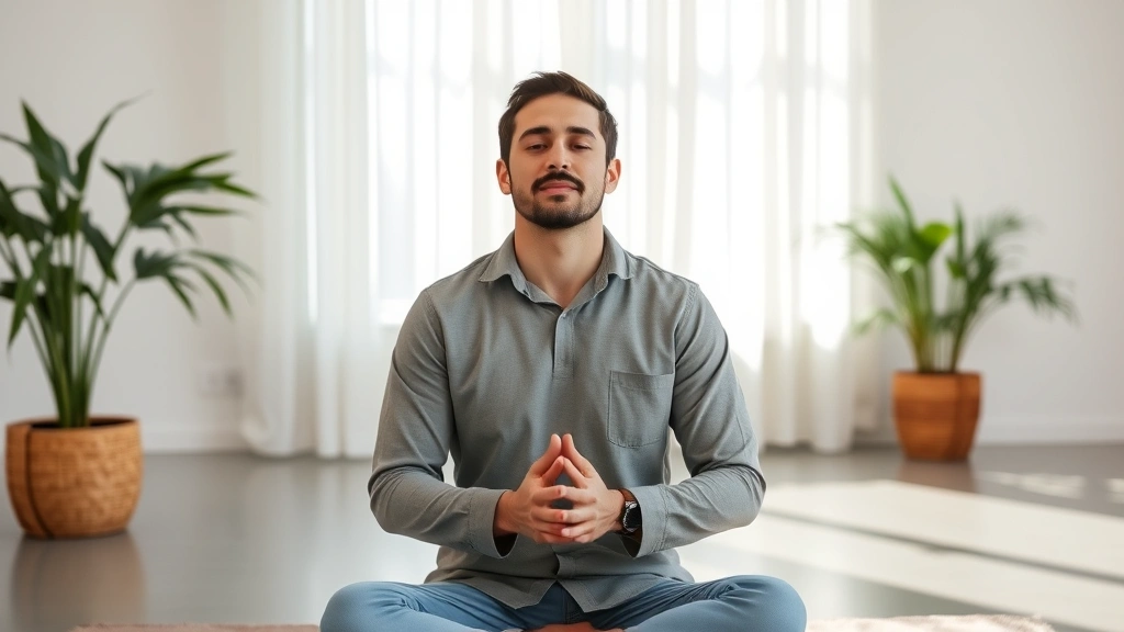 Person finishing morning prayer routine with clear, focused expression, sitting upright with peaceful confidence, natural light, calm centered posture, ready for focused work ahead