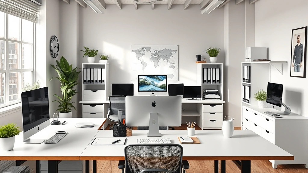 Professional workspace showing organized desk setup with clear surfaces, proper ergonomic seating, natural lighting, no visible screens or distracting items, exemplifying environmental optimization for deep work, clean and purposeful aesthetic, photorealistic