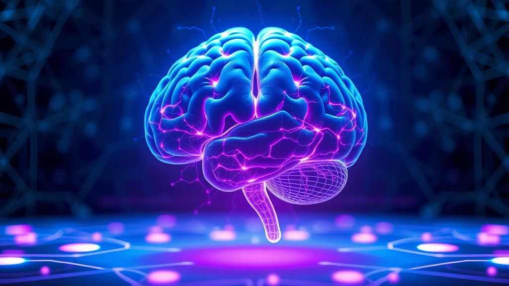 Brain visualization showing neural pathways lighting up in blue and purple during meditation, abstract neuroscience imagery representing focus activation, photorealistic style