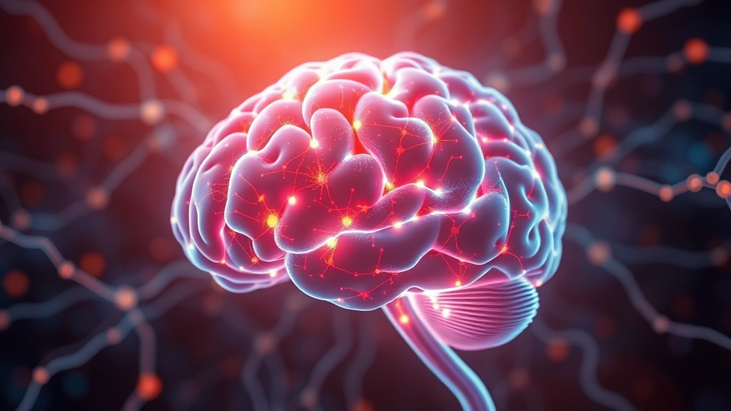 Brain illustration visualization with neural pathways glowing, abstract neuroscience concept, focused energy representation, warm professional color palette, no text overlay, photorealistic scientific style