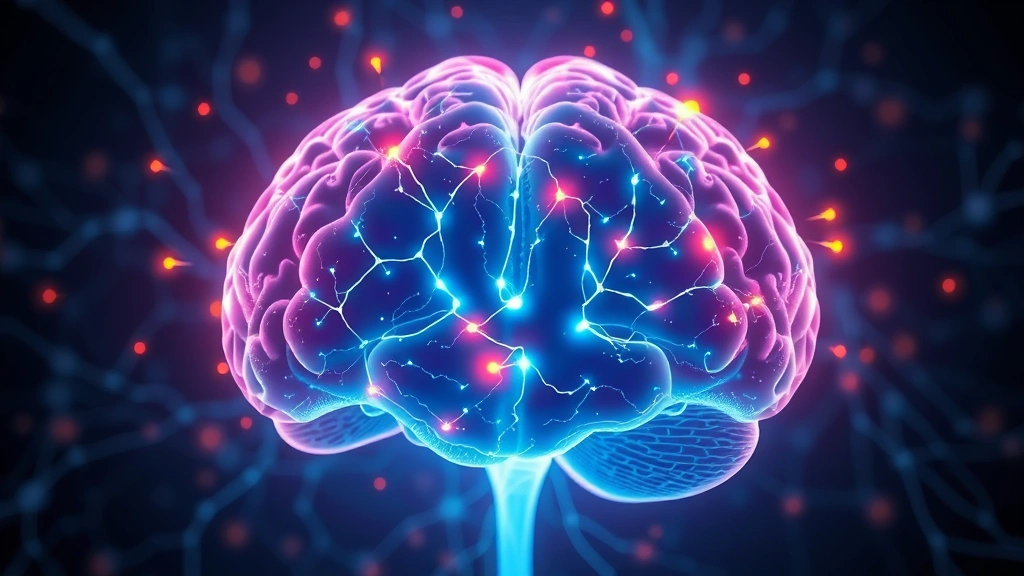 Brain visualization showing neural pathways lighting up with energy during meditation, abstract neuroscience concept, glowing connections between neurons, photorealistic scientific illustration style