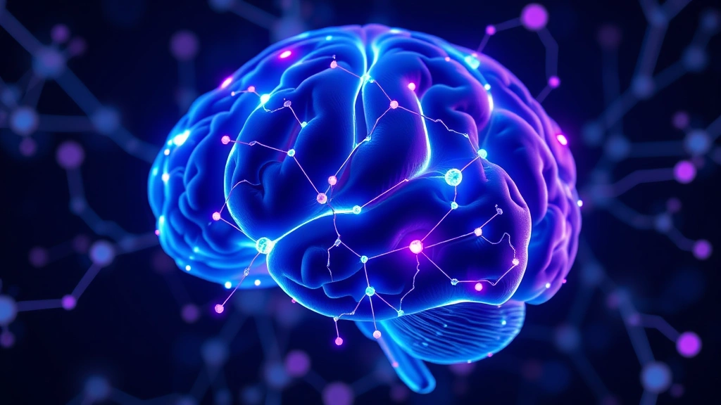 Brain visualization concept showing neural pathways lighting up in blue and purple, abstract representation of neurons connecting, clean scientific aesthetic, no text overlays, photorealistic