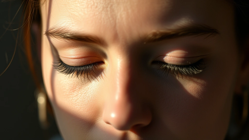 Close-up of someone's face showing deep concentration and calm awareness, soft natural lighting, eyes gently closed in meditation, peaceful demeanor, photorealistic portrait style